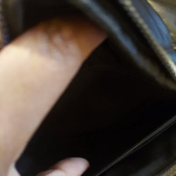 Black Crossbody Pouch Bag with Gold Tone Accented Srraps - Picture 4 of 7